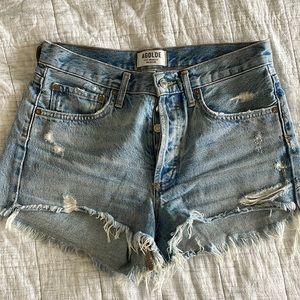 Agolde demin distressed shorts